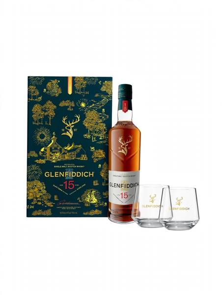 WHISKY GLENFIDDICH 15YO C70 +2BICCHIERI